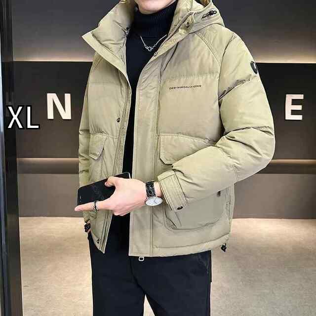 [XL]秋冬 コーデ メンズ  服 シンプル ファッション オシャレ 大人 かっこいい 大きいサイズ ストリート 紳士服 ダウン ジャケット フード付き 冬 厚手 暖かい トップス 服 カジュアル ホワイトダックダウン