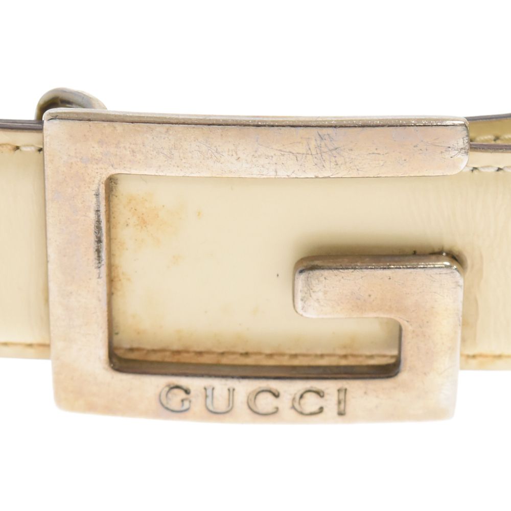 GUCCI (グッチ) レザー Gロゴ ベルト ホワイト 037・1046・2959