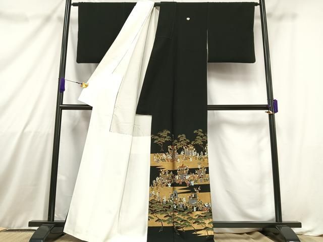 平和屋着物□豪華黒留袖 作家物 人物風景文 祇園祭 金彩 正絹