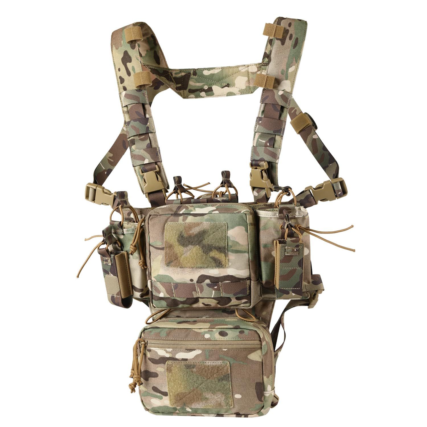 多機能収納5.56|7.62ポーチ 軽量 9mmマガジンポーチ付き 戦闘チェストリグタクティカルチェストバッグ サバゲー GEAR ペイントボール VOTAGOO