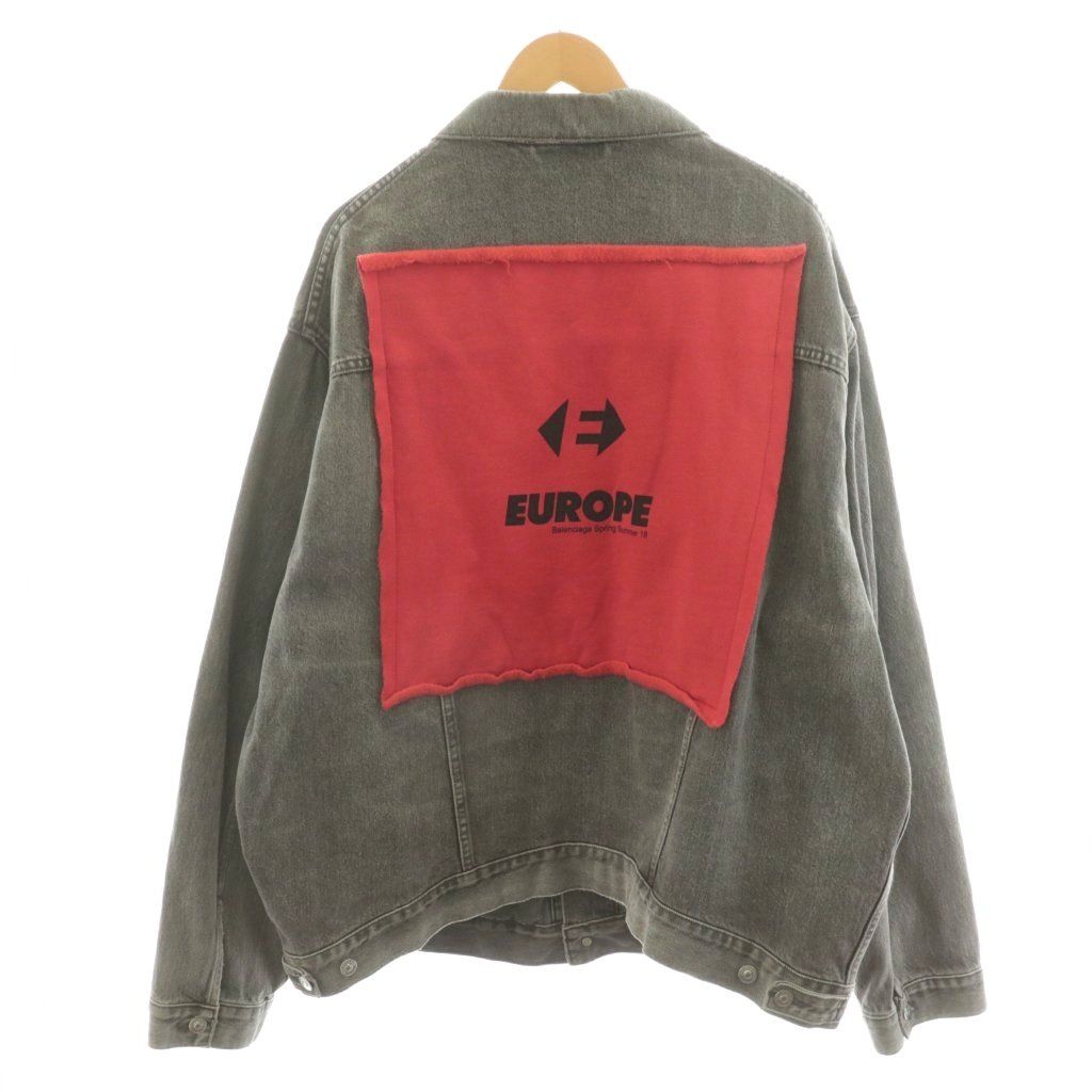 【美品】BALENCIAGA 赤ロゴ　デニムジャケット バレンシアガ BALENCIAGA デニムジャケット Gジャン ジージャン ロゴ