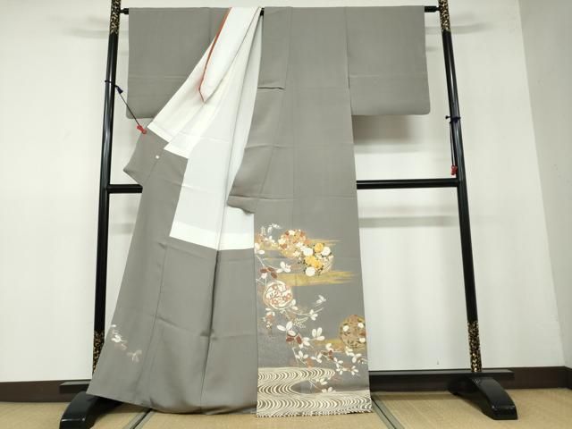 平和屋着物○本加賀友禅作家 斎藤正史 色留袖 花鳥文 浜ちりめん