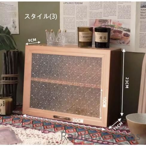 新品未使用】ミニ食器棚 木製 ガラス扉 おしゃれ キッチン収納棚