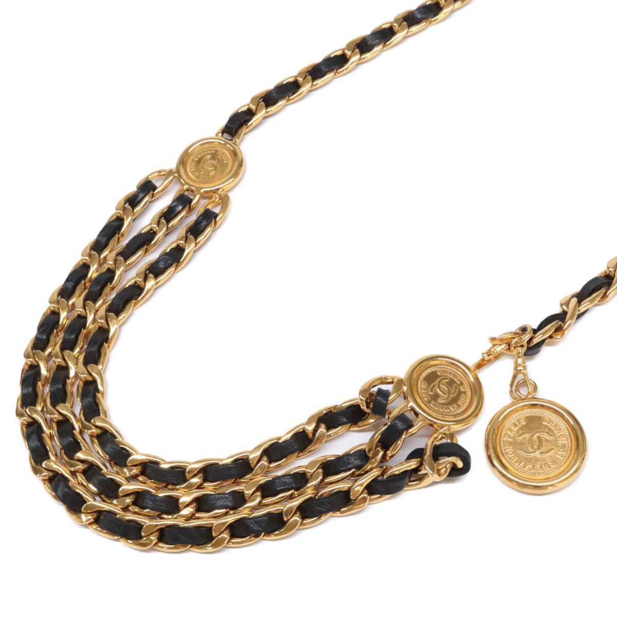 CHANEL シャネル ココマーク チェーン レザー 3連