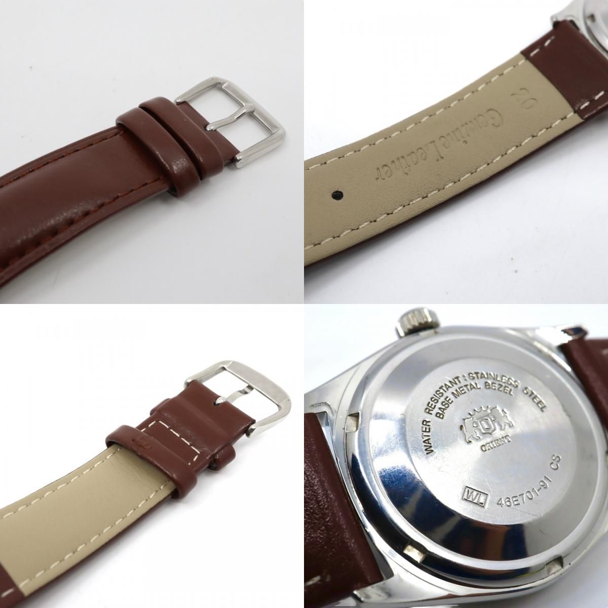 極美品】 稼働品 新品ベルト ORIENT オリエント 腕時計 46E701-91 自動 