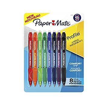 Paper Mate Profile Mech シャープペンシルセット 0.7mm #2 鉛筆芯 自宅 学校 オフィス用 バレルカラー詰め合わせ (8個)