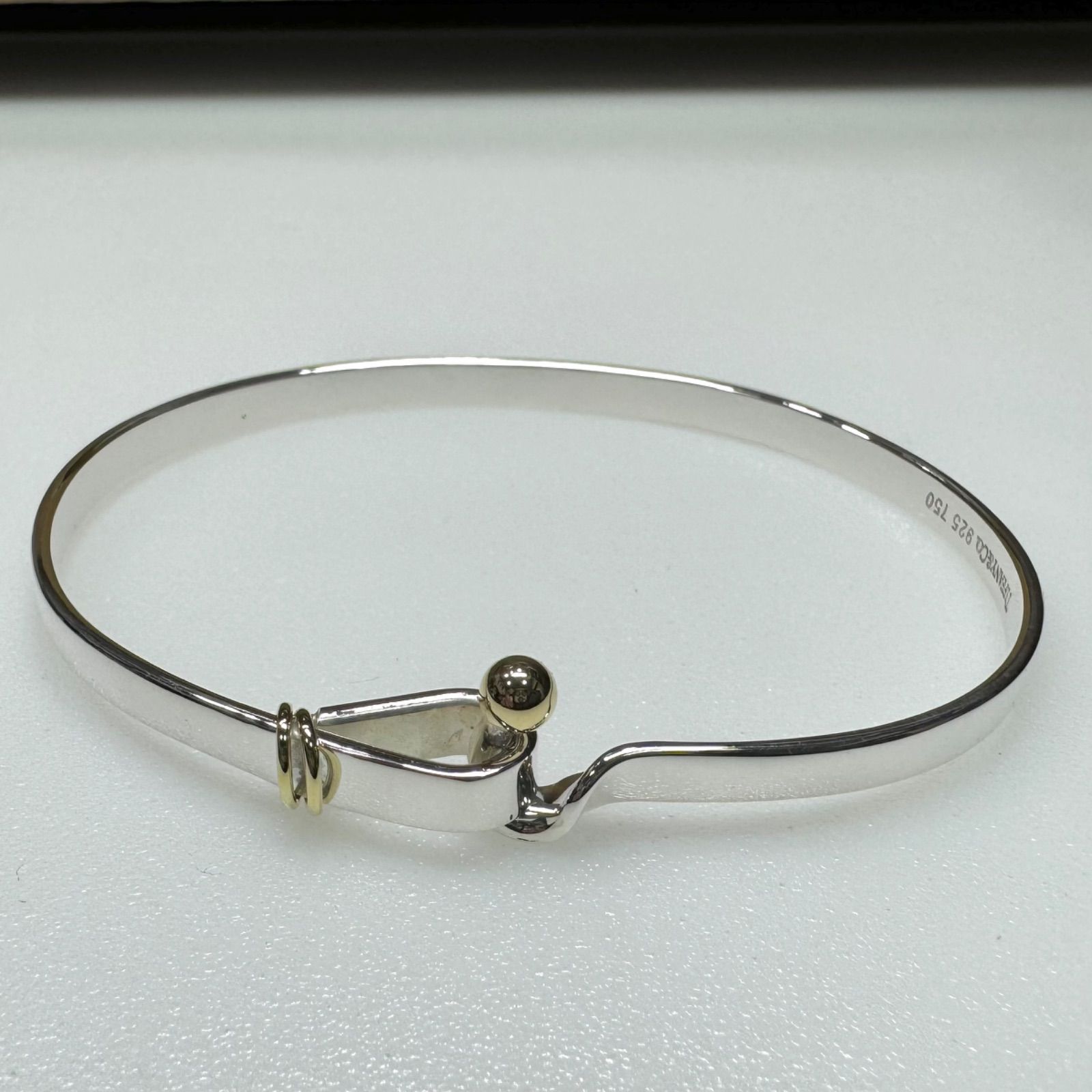 Tiffany &Co. sv/k18 フック&アイ コンビ バングル シルバー925 Au750
