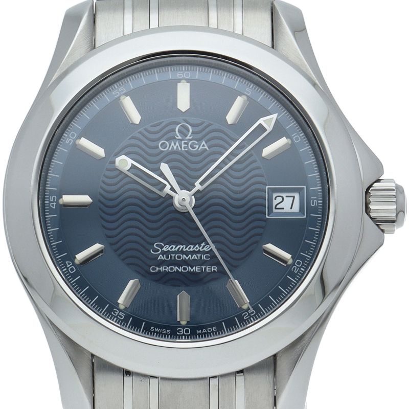 オメガ シーマスター120M オートマチック 36mm 2501.81 箱 保証書 SS メンズ時計 ブルー 仕上げ済