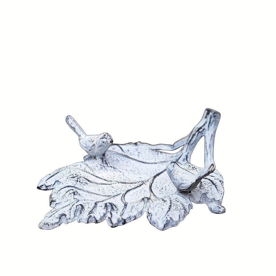 バードフィーダー 小鳥 野鳥 用 給餌器 餌箱 餌台えさ置き 葉っぱの上に止まっている小鳥 トリ とり レトロ風 ヴィンテージ風 ホワイト 可愛い 餌入れ 鳥 ガーデンオブジェ インテリア ガーデニング ペット食器 野鳥観察 バード用品 インテリア雑貨 金属 STEELWINDOWSANDDOORS_COM