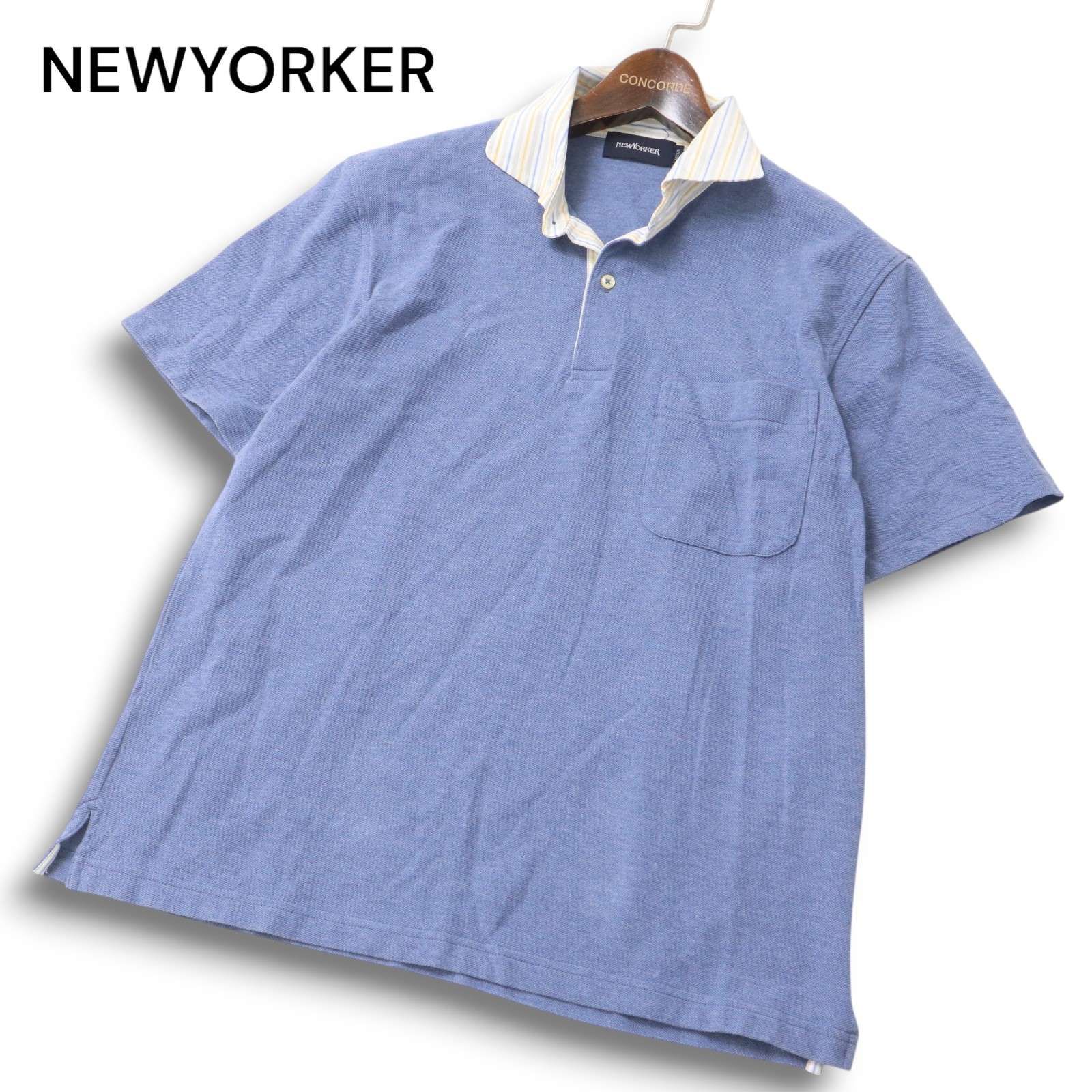 NEWYORKER ニューヨーカー 春夏 襟ストライプ☆ 半袖 鹿の子