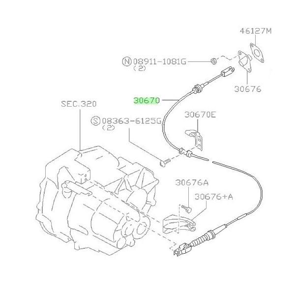 日産純正 B13 HB13 サニー HP10 P10E プリメーラ 4D クラッチオペレーティングケーブル アッセンブリー