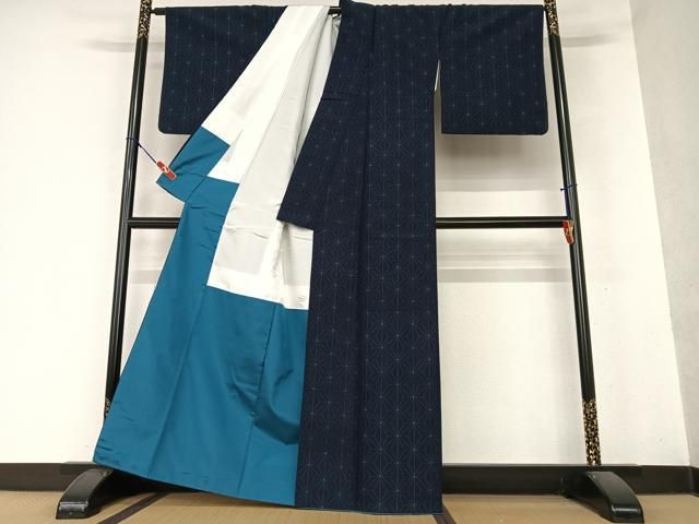 平和屋着物○上質な紬 麻の葉文様 正絹 逸品 AAAY0272zg - メルカリ
