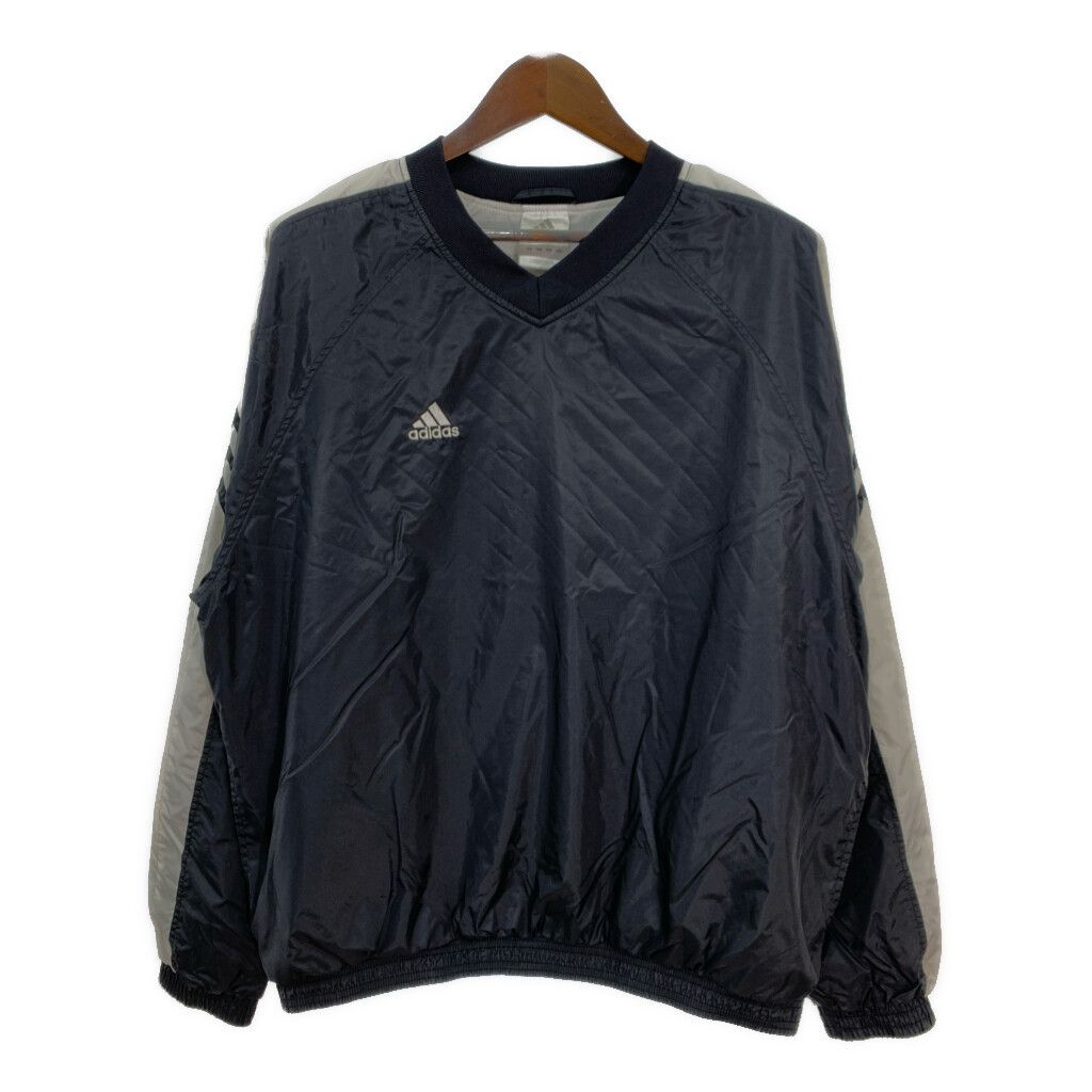 adidas アディダス Vネックプルオーバージャケット スポーツ ブラック (メンズ L) 中古 古着 R4975