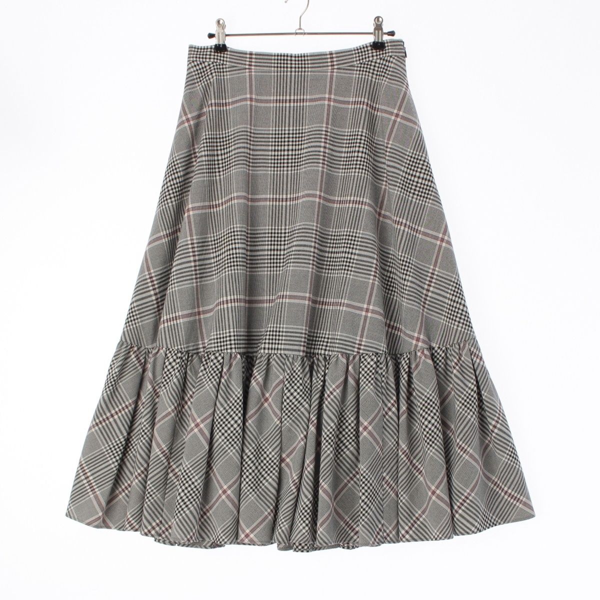 フォクシー ニューヨーク 21年 カレン チェック フ スカート 41954 ブラック ベージュ系 レッド 40