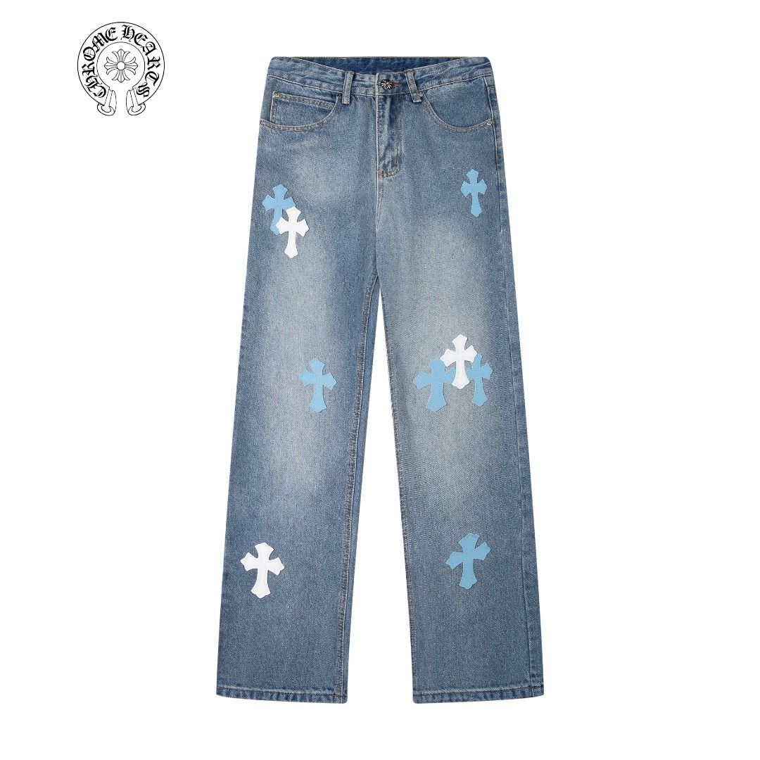 Chrome hearts クロムハーツ 梵字クロス パッチワーク ジーンズ