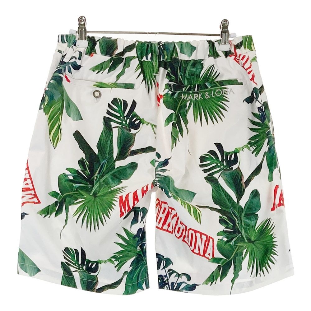 サイズ S MARK-LONA マークアンドロナ ハーフパンツ ロゴ×ヤシの葉柄 ホワイト系 240101539765 ゴルフウェア メンズ ストスト