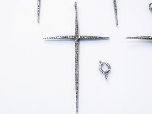 ダイヤモンドクロス チャーム56×35×2mm Silver925（BKロジウム - 陰陽