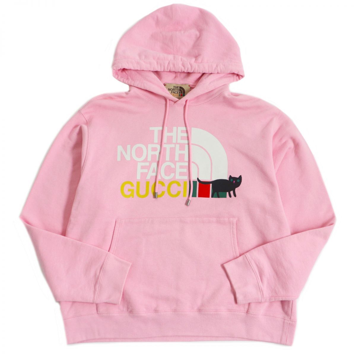 □GUCCI×THE NORTH FACE グッチ ザ ノースフェイス 626989 ロゴプリント スウェットパーカー|フーディー ピンク M 伊製 正規品