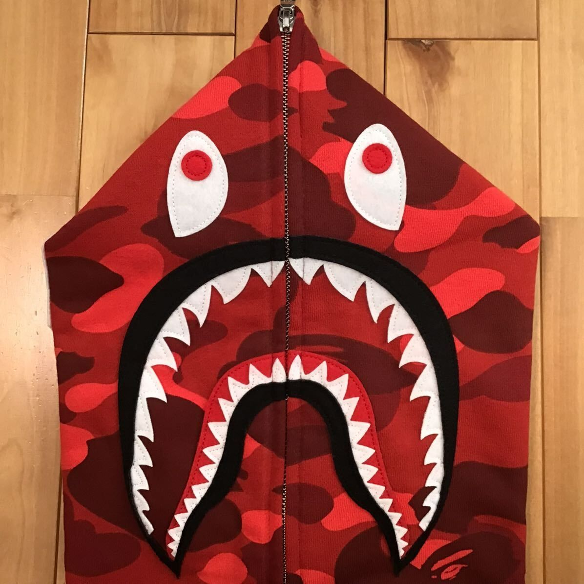 BAPE 赤迷彩 シャークパーカー Red camo シャーク パーカー Mサイズ shark full zip hoodie a