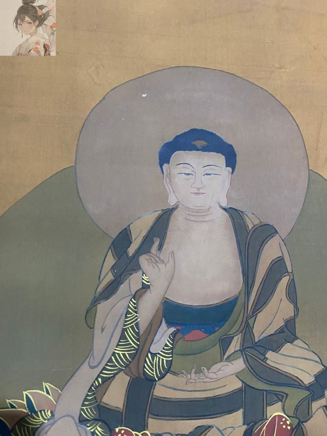 中国 白石 蓮鰕図 肉筆 着色水墨画 掛軸 送料込み250902 絵画 赤富士