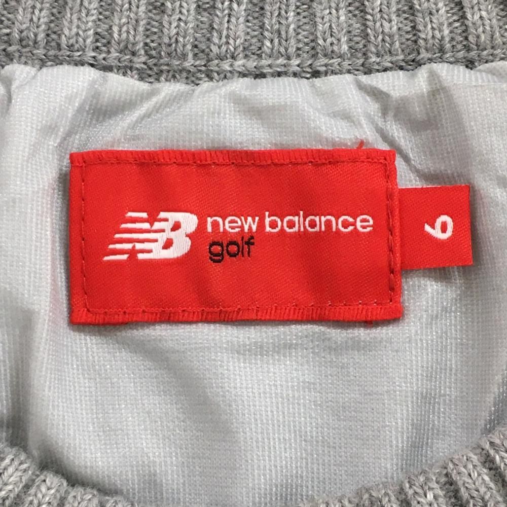 未使用級　ニューバランス グレー セーター　ニット　ゴルフ 超美品】ニューバランスゴルフ セーター グレー×ネイビー 胸元ロゴ