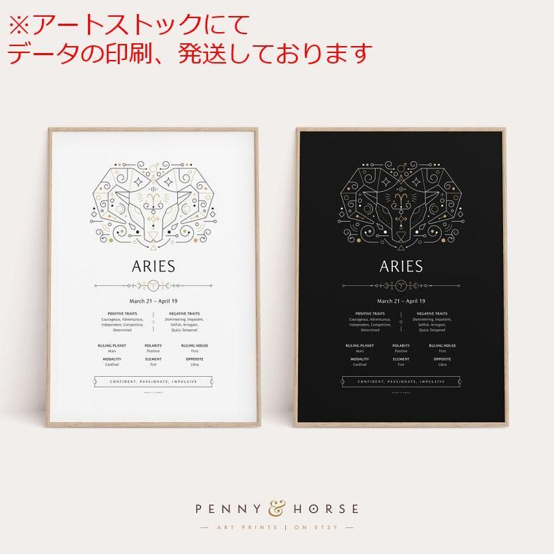 mz ポスター A1 サイズ (~A4まで対応可) 牡羊座の華やかな星座 星座ギフト 牡羊座の印刷物 星座アート 壁星座飾り 星座の説明 占星術
