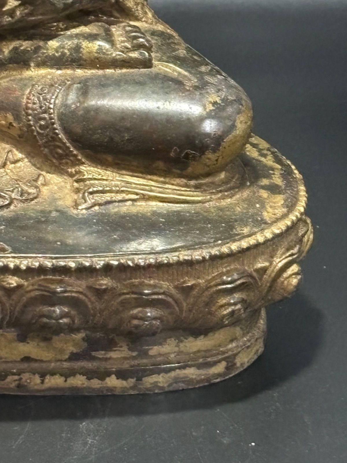 古銅仏像，賞物，置物，（旧家藏出）細工細作，古玩，古董，高1⃣️4⃣️cm，重370克 古寶奇蔵】角材細密彫・寶石嵌・地藏王菩薩像・仏教古