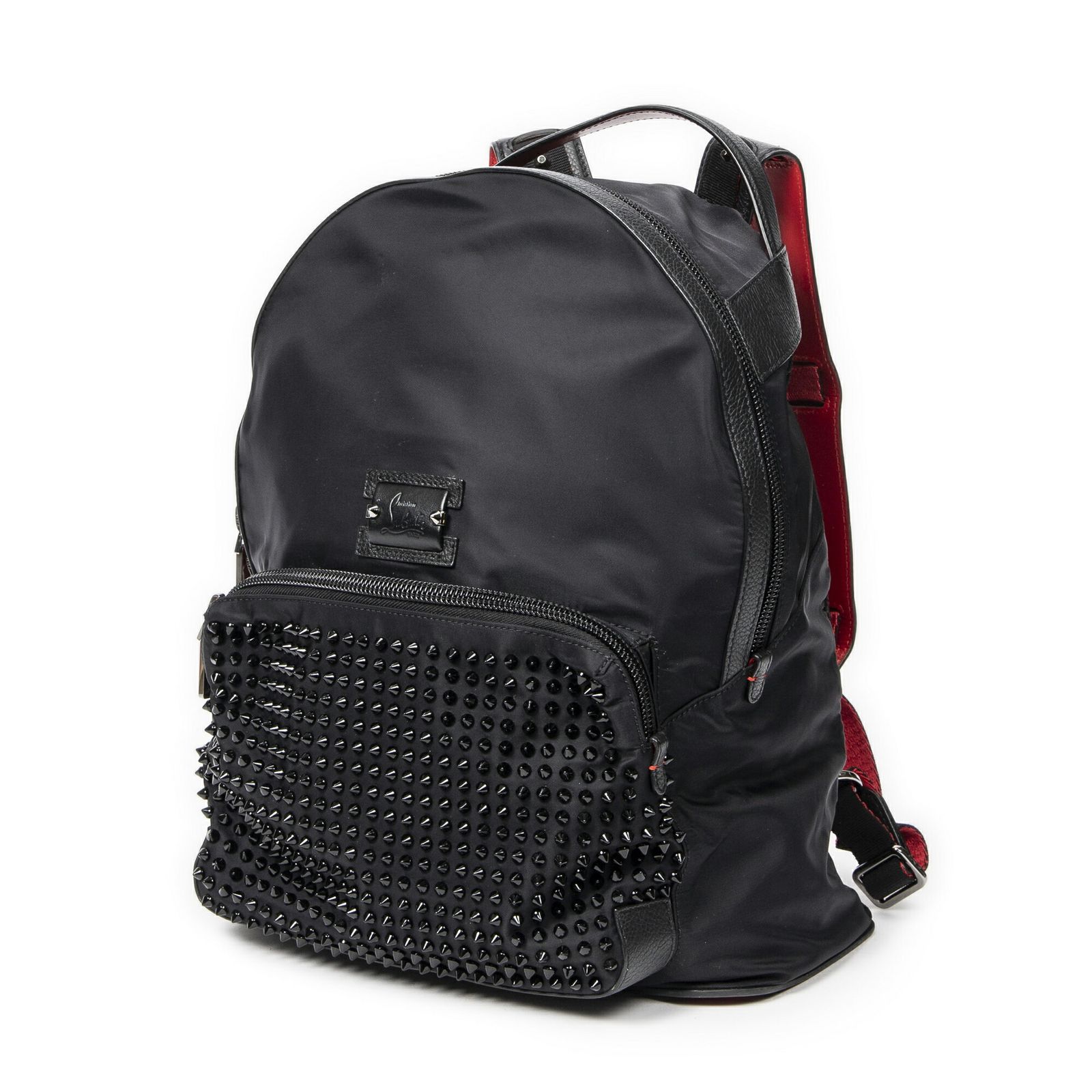 Louboutin ルブタンバックルービ バックパック黒 赤スタッズ付きナイロンA