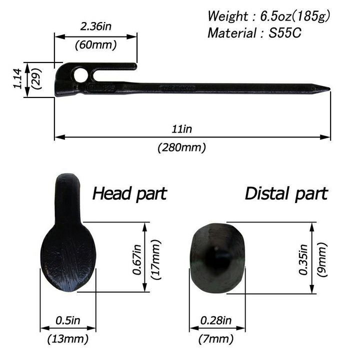 村の鍛冶屋 鍛造ペグ エリッゼステーク 28cm／6本セット