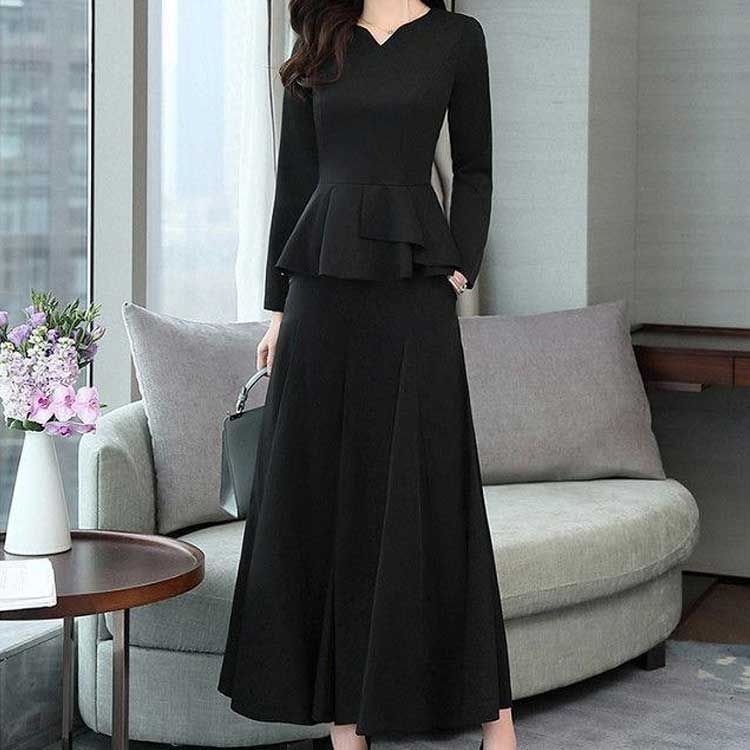 パンツスーツ レディース セットアップ フォーマル スーツ ブラウス ワイドパンツ 上下セット vネック フリル 長袖 オフィス フォーマル 2点セット エレガント カジュアル ゆったり 大きいサイズ jyonn1104