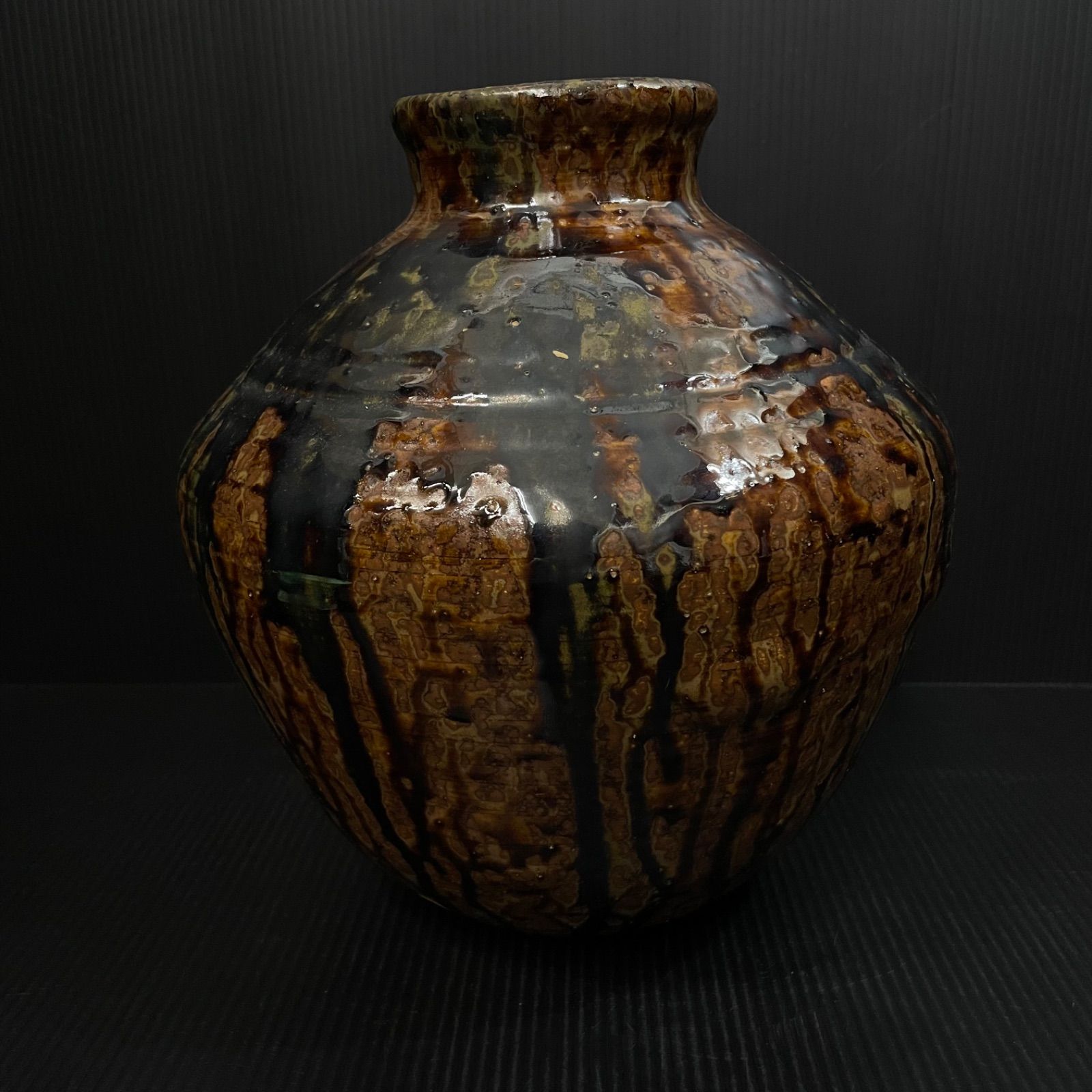 茶褐色釉薬 大壺 花器 高さ26cm 陶芸作品 - メルカリ