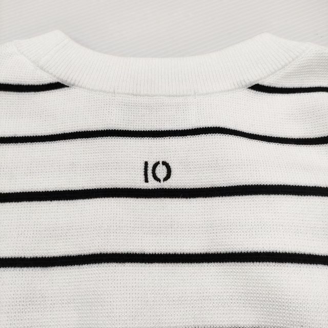 emmi 10th emmiロゴミラノリブトップス 定価15400円 ボーダー コットン