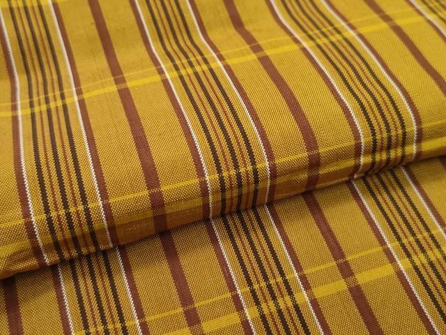 平和屋本店□極上 本場黄八丈 平織 道行コート 紬 格子柄 逸品 未使用  