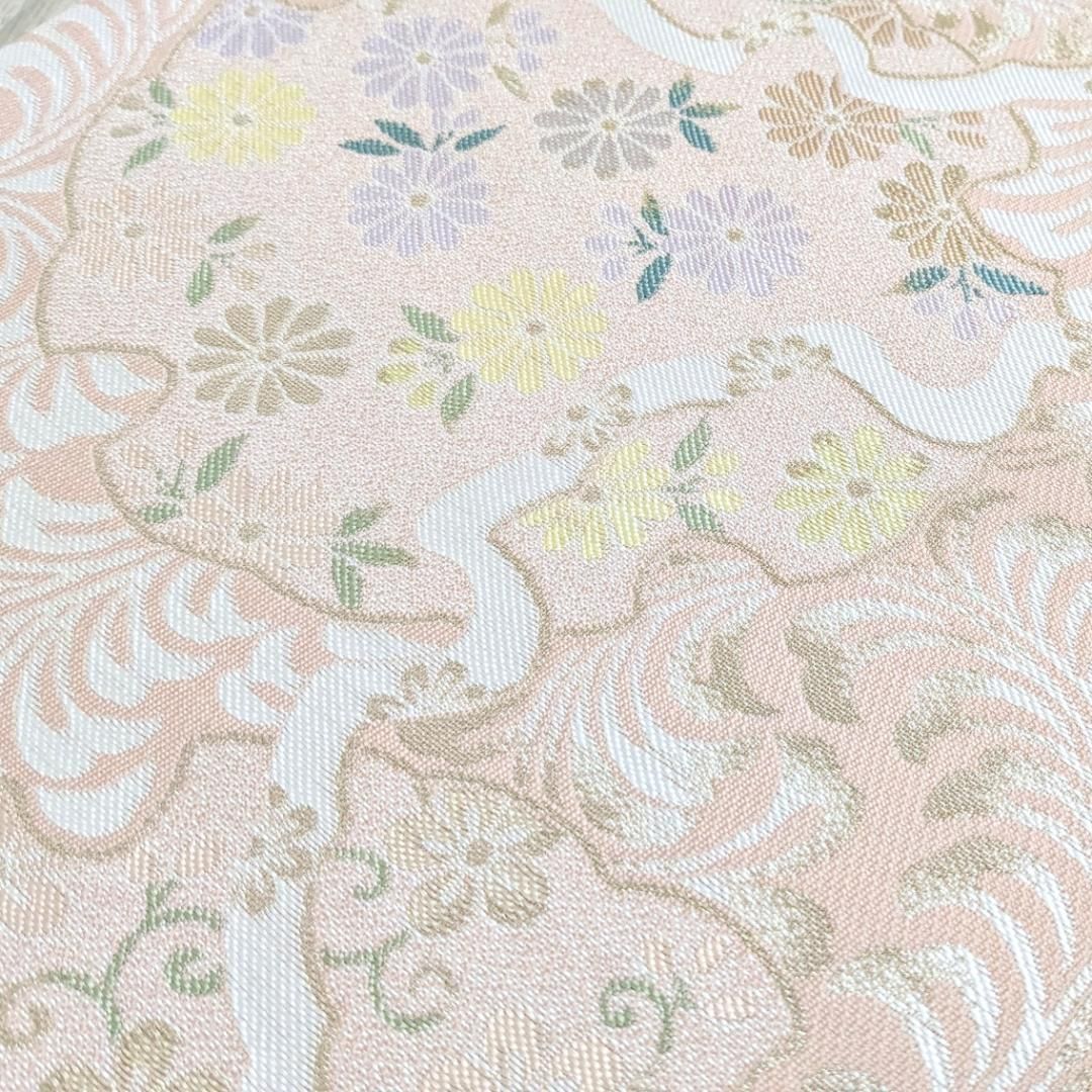【新品・仕立て上がり】正絹 袋帯 フォーマル 薄いピンク 雪輪 古典 b69