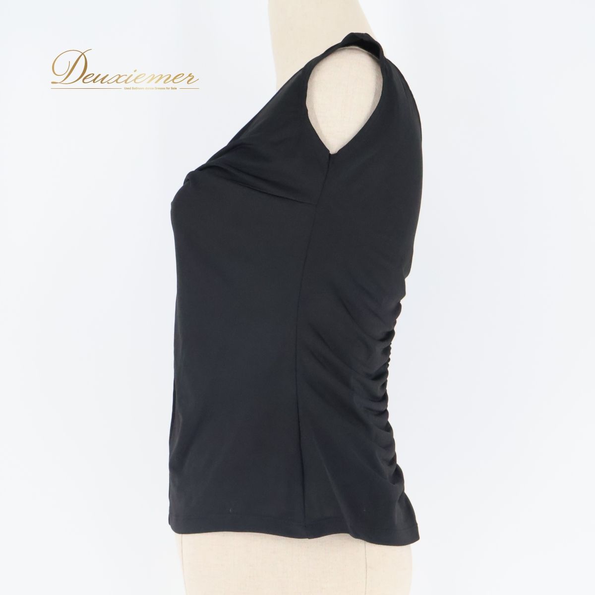 美品★チャコット黒デザイントップス★社交ダンス 社交ダンス 衣装 チャコット トップス M ブラウス Chacott