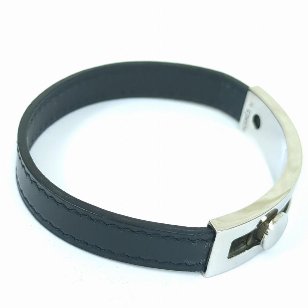 エルメス プスプス レザー ブレスレット バングル ブラック