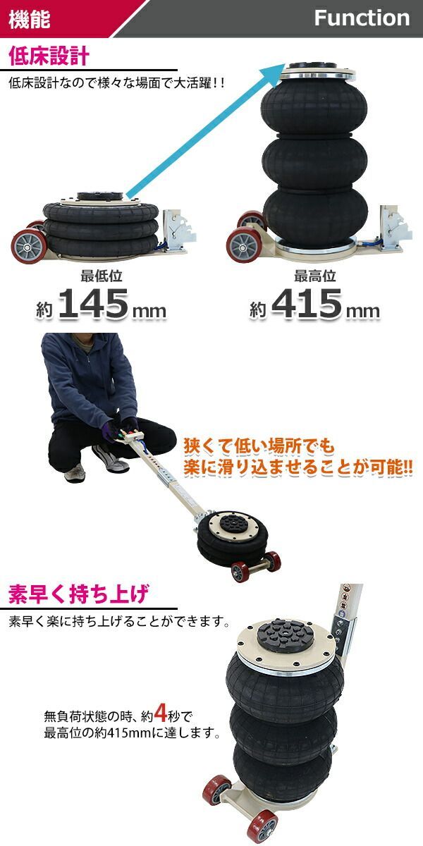低床タイプ エアーバルーンジャッキ