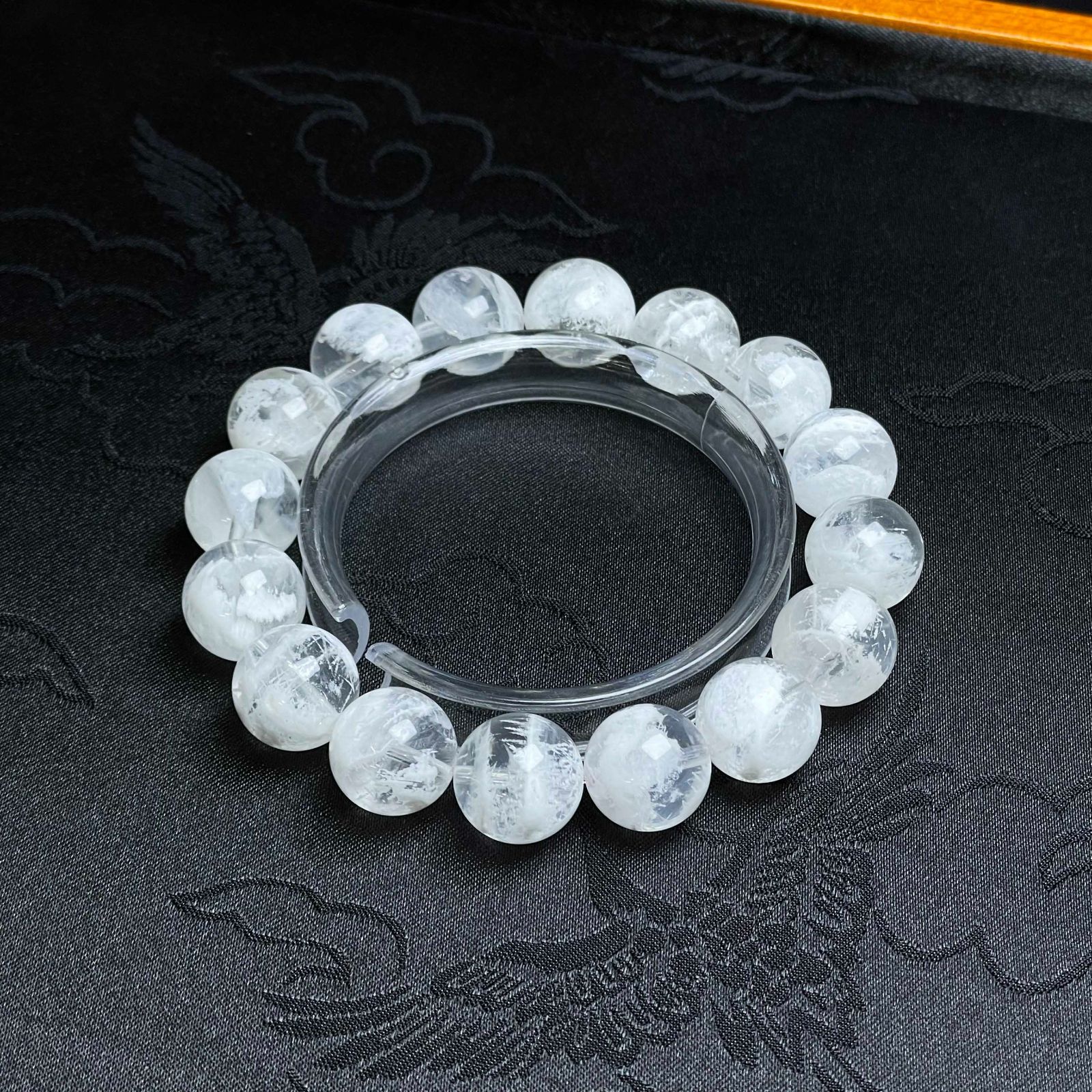 夢色 EU製 ホワイトファントム パワーストーン アクセサリー 天然石 幸運 お守り プレゼント 約14.3-14.7mm ZZ1615