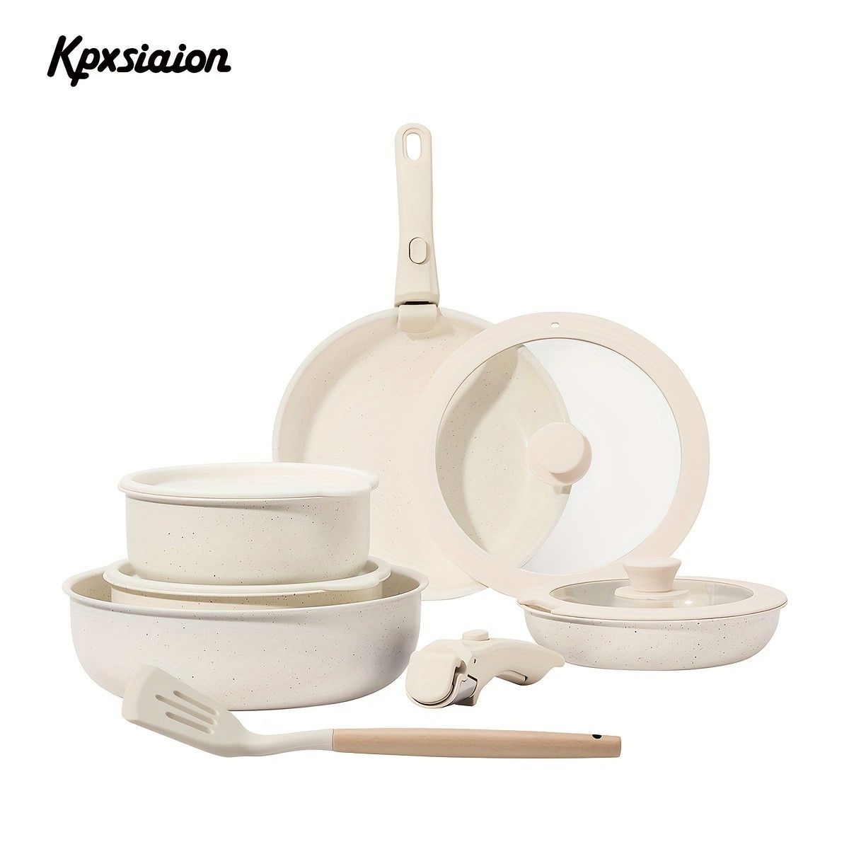 IH対応 食洗機可 12点式セラミック鍋フライパンセット 取り外し式ハンドル IH対応 オーブン可 調理器具セット 家庭用キッチン用品 高品質モダンデザイン KPXSIAION
