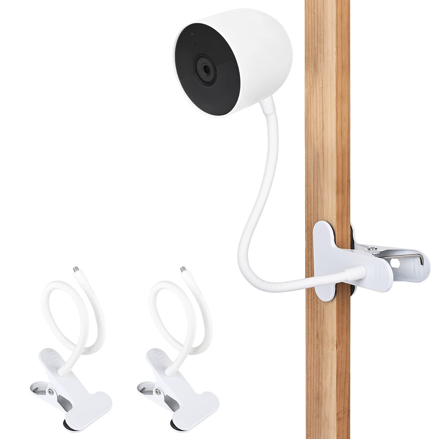 wochel Google Nest Cam (バッテリー) 用クリップクランプマウント 2個パック 柔軟なグースネック取り付けブラケット 工具不要