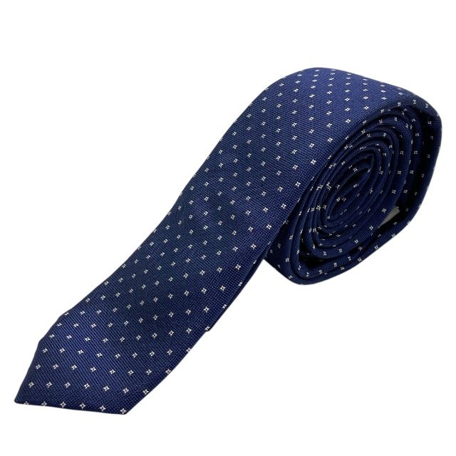 ディオール ネクタイ レギュラータイ ドット 総柄 シルク ロゴ ネイビー Christian Dior