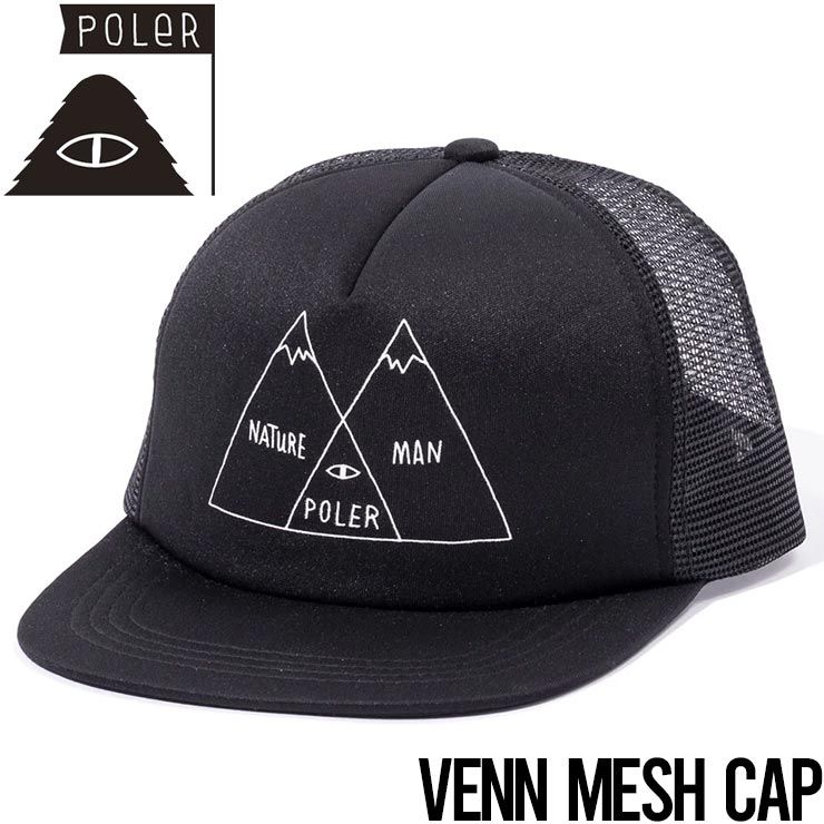 帽子 メッシュキャップ  POLeR ポーラー VENN MESH CAP 241MCV0317 BLK 日本代理店正規品