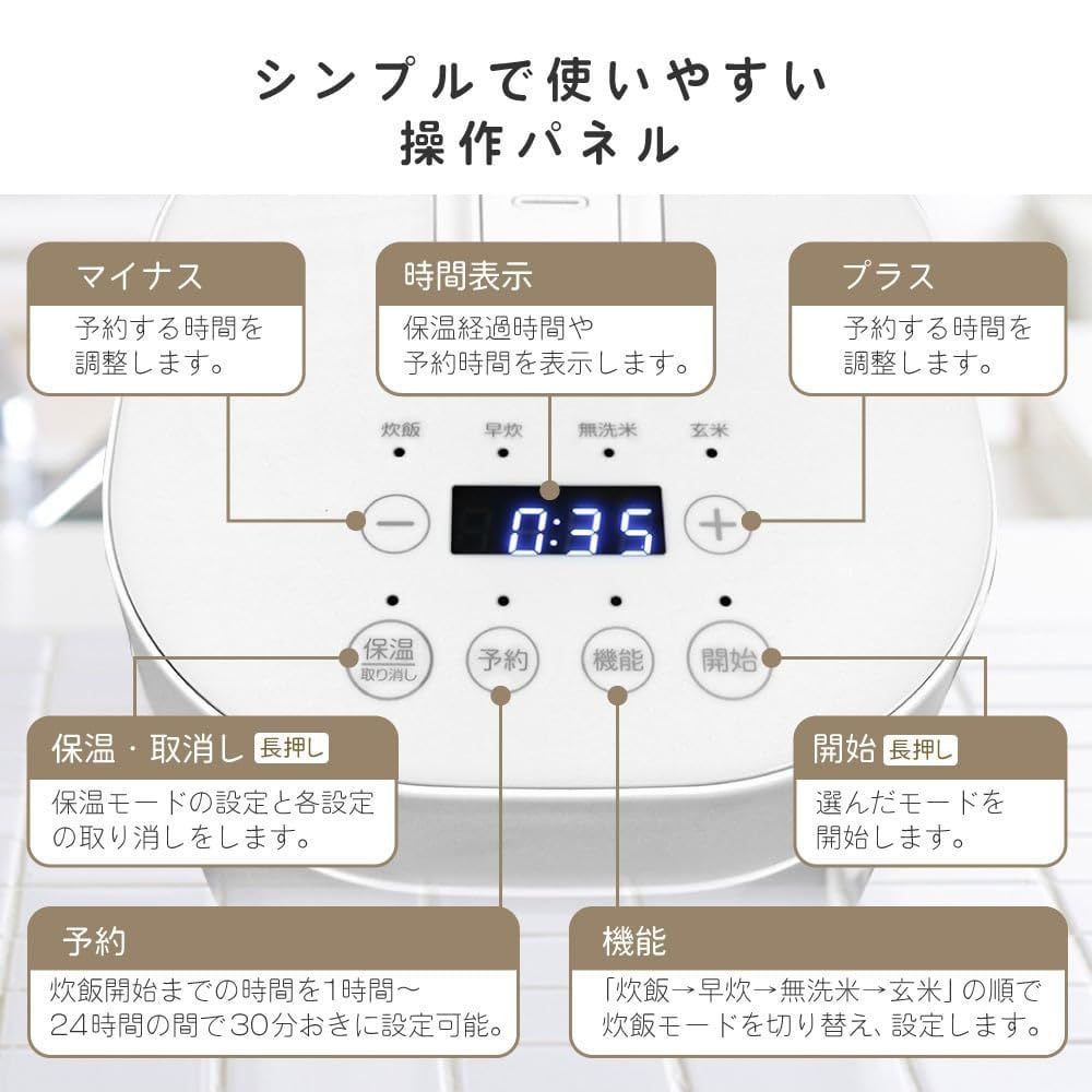 数量限定】早炊き 2人暮らし ミニライスクッカー 二人暮らし フッ素内