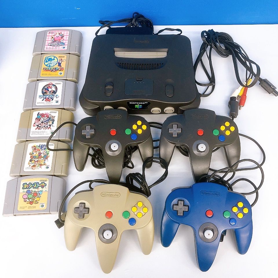 NINTENDO 64 フルセット コントローラー4つセット稼働確認済み 任天堂 64 本体在庫6 通電確認済】Nintendo 64 コントローラー4つ