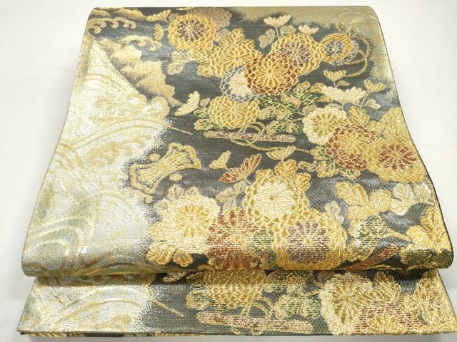 D 雲取吉祥文様 金銀糸 向蝶々 笹蔓 唐草 六通 正絹 フォーマルな袋帯 39 D 雲取吉祥文様 金銀糸 向蝶々 笹蔓 唐草 六通 正絹 フォーマル