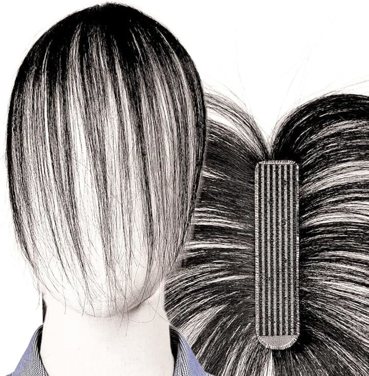 ルスブリラーレ Luce brillare ピンなし ピンなし部分ウィッグ 頭頂部 白髪隠し ピン不要 リタッチ 分け目 人毛 ヘアピース 女性用 手植え トップピース つけ毛 増毛 軽量 自然 ナチュラルブラック 前髪未カット