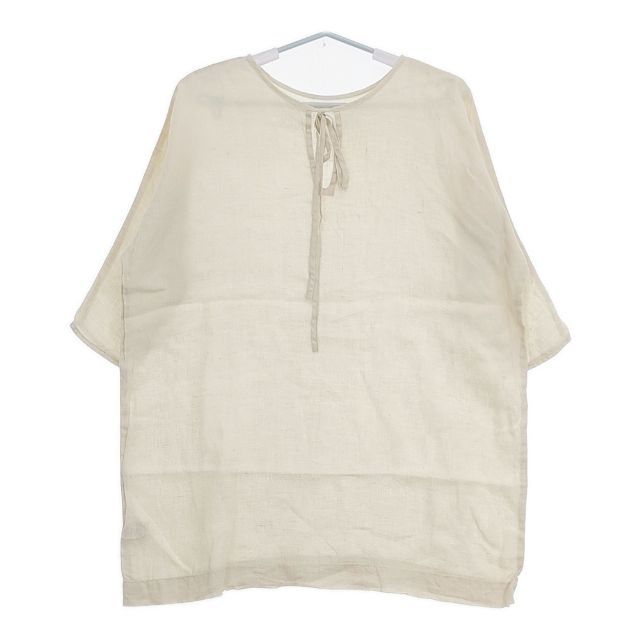 「fog linen work」 7分袖ブラウス - ベージュ レディース fog linen work FLW 半袖 チュニック リトアニアリネン プル
