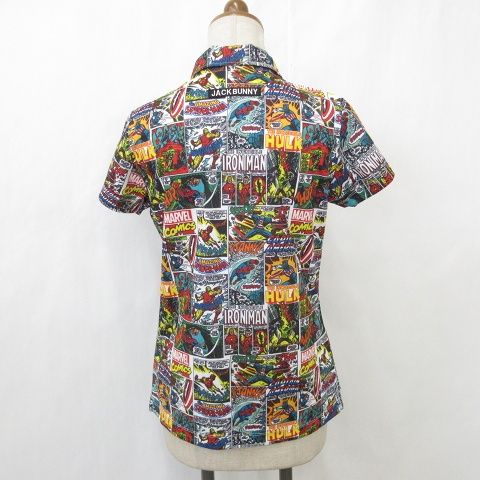 ジャックバニー パーリーゲイツ 半袖ポロシャツ 総柄 レッド ゴルフ