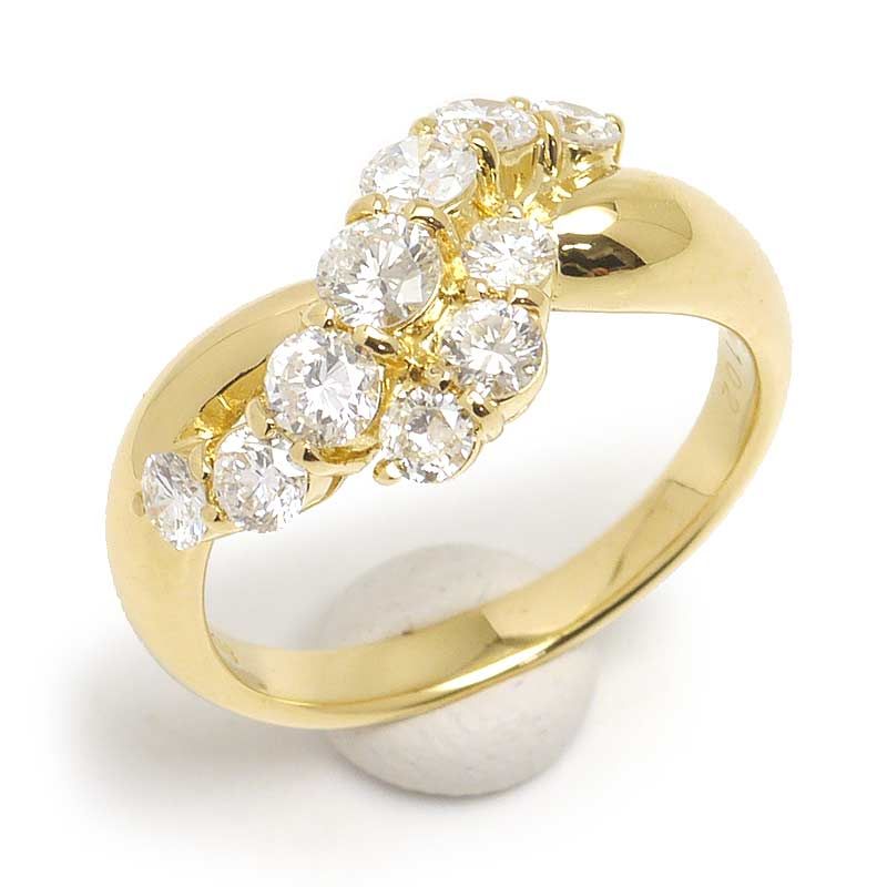 ダイヤモンドリング 約11.5号 K18YG・ダイヤ1.02ct カーブ 曲線 - メルカリ 