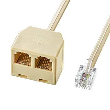 サンワサプライ 電話延長分配ケーブル RJ-11オス メス×2 6 4芯仕様 2m TEL-Y9-2K2